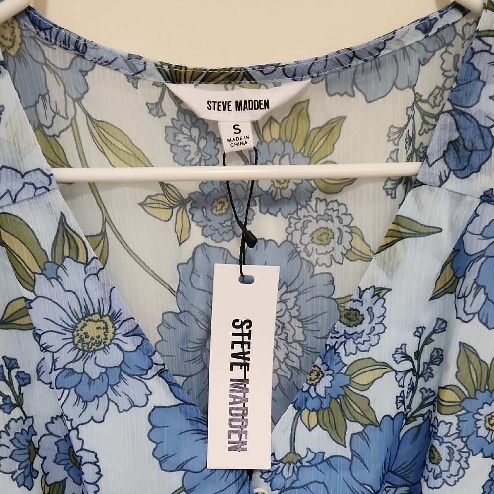 NWT Steve Madden Blue Floral Minidress - Picture 2 of 4